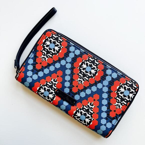 Vera Bradley Handbags - Vera Bradley Marrakesh Beads Slim Wristlet Zip Around Wallet Blue Orange
